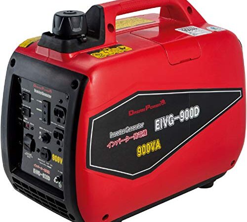 [ナカトミ] インバーター発電機 定格出力0.9kVA 正弦波 50Hz/60Hz切替可能 PSE認証有 エコモード搭載 ガソリン発電 コンパクト 非常用電源 防災備蓄 屋外 現場作業 軽量 アウトドア EIVG-900D