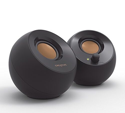 Creative Pebble ブラック 音声入力3.5mmピンプラグ 電源USB給電採用アクティブ スピーカー 出力 4.4W 45°上向きドライバー 重低音 パッシブ ドライバー SP-PBL-BK