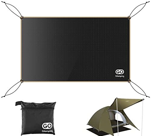 GOGlamping グランドシート テントシート ツーリングドームテント用四角テントシート レジャーシート 防水 軽量420D コンパクト ヘキサゴン フロア マット タープ アウトドア キャンプ 210*120cm（ブラック）