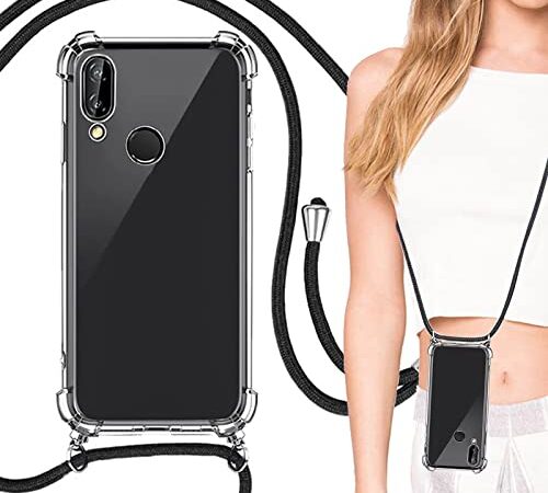 HUAWEI P20 lite ケース クリア 透明 カバー ショルダー 掛縄け ストラップ付き 斜めがけ 携帯ケース 適用 ファウェイ P20 lite SIMフリー HWV32 au ワイモバイル 対応 ケース HUAWEIP20lite カバー P20liteケース HWV32ケース P20 ライト スマホケース 【Heofuixt】 ソフト tpu バンパーケース 耐衝撃 肩掛け 首かけ ストラップ 金具 斜めがけ 斜め掛け ショルダー クリアケース 四隅エアクッション 首掛け ストラップホール ショルダーケース CASE スマホケース ハンドストラップ 透明カバー 携帯カバー 薄型 軽量 case TPU クリア