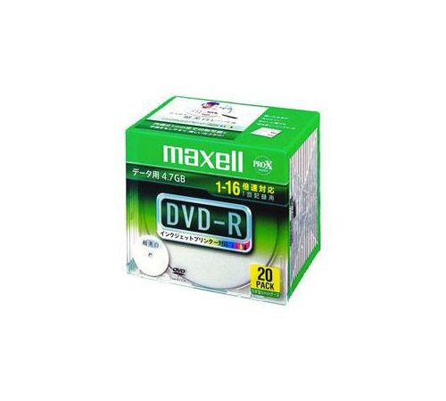 maxell データ用 DＶD-R 4.7GB 16倍速対応 インクジェットプリンタ対応ホワイト(ワイド印刷) 20枚 5mmケース入 DR47WPD.S1P20S A