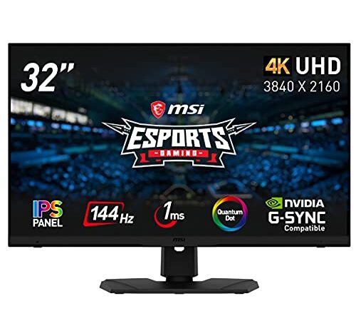 MSI Optix MPG321UR-QD 量子ドット ゲーミングモニター IPSパネル スリムベゼル 鮮やかな発色 4K UHD/32インチ/144Hz/1ms/HDR600対応/G-Sync Compatible/PS5対応(4K/120Hz)/HDMI2.1/DP/3年保証