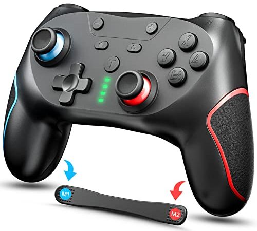 Switch コントローラー 背面ボタン付き【2023新開発】スイッチ コントローラー マクロ機能 switch プロコン 1000mAh大容量 ワイヤレス Bluetooth接続 コントローラー 無線 自動連射機能 6軸ジャイロセンサー搭載 3階段TURBO速度 4階段HD振動 本体スリープ解除 Switch/Switch Lite/Switch 有機EL/Windows/Android/IOSに対応 日本語取扱説明書付き