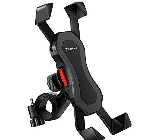 Tiakia 自転車 スマホ ホルダー スタンド オートバイ バイク スマートフォン振れ止め 脱落防止 携帯 固定用 に適用 ロードバイク クロス バイク すまほ ホルダー サイクリング バイク用 スマホ固定 に適用 galaxy s8 s9 HUWEI Mate P20 Pro P10 lite Sony Xperia Nexus android 3.5-6.5インチ 多機種対応 角度調整 360度回転 脱着簡単 強力な保護