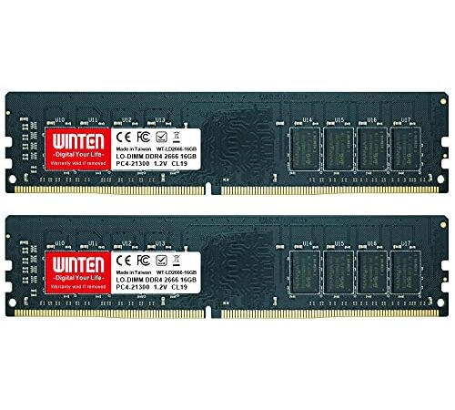 WINTEN デスクトップPC用 メモリ 32GB(16GB×2枚) PC4-21300(DDR4 2666)【製品5年保証】DDR4 SDRAM DIMM Dual 内蔵メモリー 増設メモリー WT-LD2666-D32GB 5622