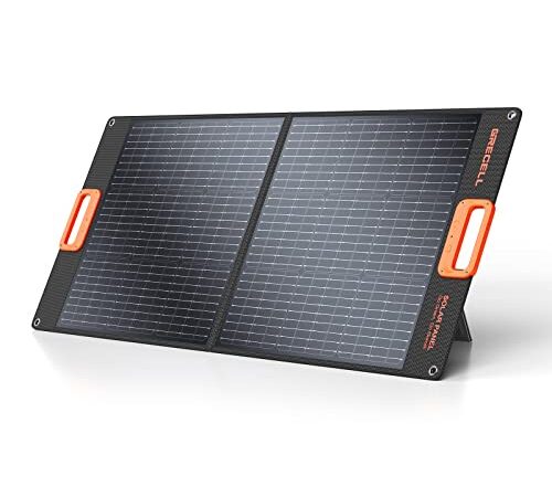 ソーラーパネル100W GRECELL 折りたたみソーラーチャージャー(20V 5A) 23.5%高転換率 単結晶 小型軽量 ポータブル電源充電器 急速充電 車用携帯型太陽光パネル 省エネたいようこうパネル充電器 太陽光発電 大容量ポータブル電源チャージ用 車中泊 アウトドア 地震 災害 緊急停電対策 防災グッズ