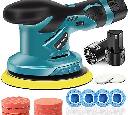 ポリッシャー 電動 150mm 12V 充電式 コードレス ポリッシャー 6段変速 大直径バフ 研磨 軽量 車用 車磨き 家庭用 初心者でもつかいやすい ポリッシングスポンジ19点セット【油膜・うろこ取り・鏡面磨きに】