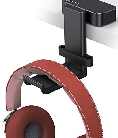 [Amazonブランド] Eono(イオーノ) - ヘッドホンフック スタンド 耐荷重 ケーブル収納付 - ヘッドホン ヘッドセット 回転式 取付簡単 ハンガー かける かけ ヘッドフォン テーブル デスク 収納対策 シンプル おしゃれ 省スペース 可愛い 人気 吊り下げ式 360度回転 コンパクト ソニー Sony PS4 プレステ4 playstation4 キングストン Kingston レイザー ビーツ ボーズ JBL Sennheiser Beats xBox STAX razer astro rgb bose astro 対応 - ブラック