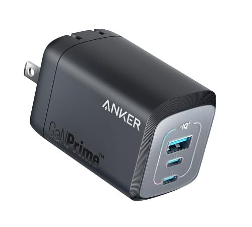 Anker Prime Wall Charger (100W, 3 ports, GaN) USB PD 充電器 USB-A & USB-C 3ポート)【独自技術Anker GaNPrime採用 / PowerIQ 4.0 搭載/ PSE技術基準適合 / 折りたたみ式プラグ】MacBook PD対応Windows PC iPad iPhone Galaxy Android スマートフォン ノートPC 各種 その他機器対応(ブラック)