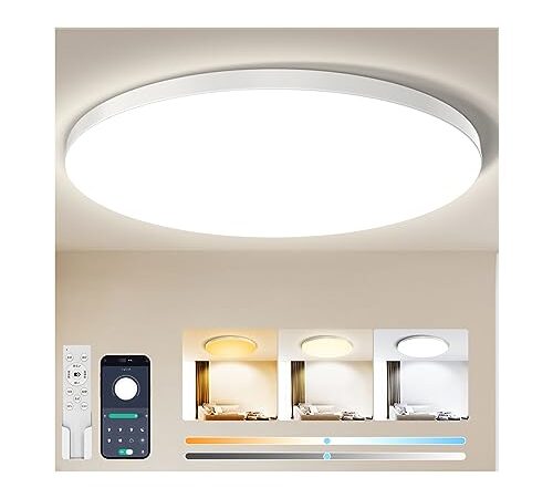 Coizabera LED シーリングライト 6畳 28W 3600lm 調光調色 豆電球常夜灯付き 天井照明器具 リモコン付き&LampSmart Pro スマホAPP操作 蛍光灯 電気 電球色 昼白色 昼光色 寝室/玄関/リビング/キッチン適用