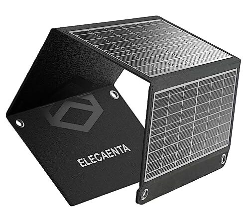 ELECAENTA 22W ETFEソーラーチャージャー 5V/3A 2USBポート 小型 ソーラー充電器 折りたたみ式 薄型超軽量 スマホ充電器 防水 キャンプ アウトドア 防災 非常時 iPhone iPad Android対応(LSFC-22)
