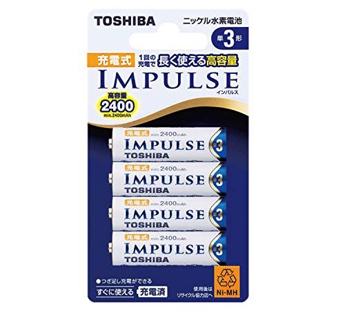 TOSHIBA ニッケル水素電池 充電式IMPULSE 高容量タイプ 単3形充電池(min.2,400mAh) 4本 TNH-3A 4P