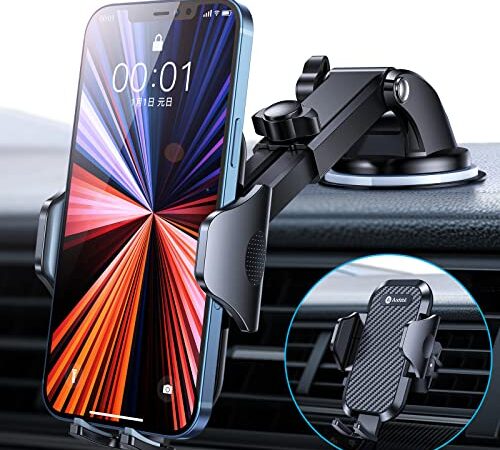 【2023年進化】Andobil スマホホルダー 車 スマホスタンド 【安定性アップ】車載ホルダー 2in1 粘着ゲル吸盤＆送風口兼用 全車種対応 すまほほるだー 手帳型ケース対応 片手操作 携帯ホルダー 取付簡単 スマホ ホルダー 360度回転 伸縮アーム iPhone SE 14 13 12 Pro Max Xperia AQUOSなど4-7インチ全機種対応 日本語説明書付き