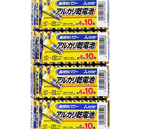 アルカリ乾電池40本セット【三菱単4電池LR03N/10S x4パック】水銀0・1.5V・MITSUBISHI
