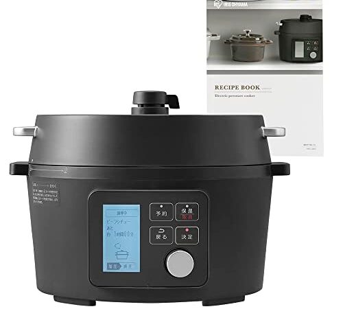 アイリスオーヤマ 電気圧力鍋 圧力鍋 4L 3~4人用 低温調理可能 卓上鍋 予約機能付き 自動メニュー90種類 ガラス蓋付き レシピブック付き ブラック PMPC-MA4-B