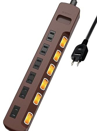 エレコム 電源タップ コンセント 雷ガード 個別スイッチ ほこりシャッター付 6個口 3m ブラウン T-K6A-2630BR