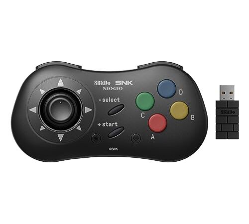 8Bitdo NEOGEO Windows、Android、NEOGEO mini用ワイヤレスコントローラ、クラシッククリック式ジョイスティック付き - SNK公式ライセンス (Black）