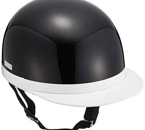 バイクパーツセンター(Bike Parts Center) ヘルメット ハーフ 白ツバ ブラック XL (頭囲 61cm~62cm未満) 710910
