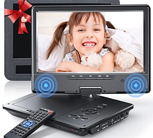 ポータブルDVDプレーヤー 12.5型 ARAFUNA 車用DVDプレーヤー10.5インチHDスイベルスクリーン CPRM リージョンフリー 270度回転と180度のフリップアップ式設計 充電バッテリー搭載 ３つ電源対応 ５時間連続再生 AV/USB/SDカード対応 取扱説明書付き