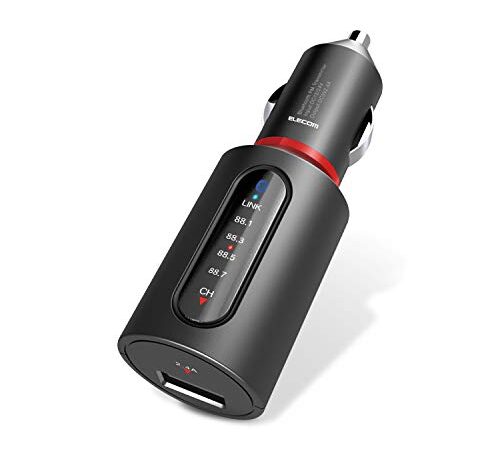 エレコム FMトランスミッター/スマートフォン/Bluetooth/USBポート付/2.4A/ブラック