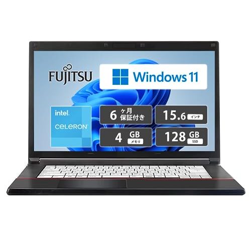 富士通ノートパソコン FUJITSU LIFEBOOK A576/第6世代 インテル® Celeron 3855U 15.6インチ(1366*768)/Win11 Pro/MS Office2019/WIFI/Bluetooth/DVD/(整備済み品) (4GB SSD128)