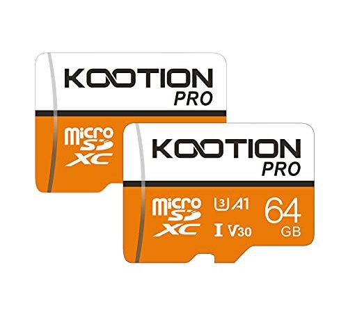 KOOTION microSDカード 64GB(2個セット) SDアダプター付 Class10 UHS-I メモリカード SDXC マイクロSDカード U3超高速転送 ドライブレコーダー スマートフォン デジカメ ターブレッド PC対応 Nintendo Switch 動作確認済