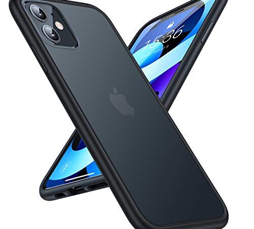 【米軍規格・SGS認証】TORRAS iPhone 11 用 ケース 半透明 衝撃吸収 米軍MIL規格取得 マット感 SGS認証 黄ばみなし レンズ保護 ストラップホール付き 6.1インチ アイフォン 11用カバー ブラック