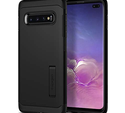 [Spigen] Galaxy S10 Plus ケース (SCV42 / SC-04L / SC-05L対応) スタンド機能 衝撃吸収 [ 米軍MIL規格取得 ] 傷防止 レンズ保護 ワイヤレス充電対応/タフ・アーマー (ブラック) 606CS25770