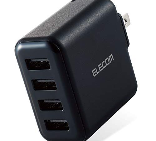エレコム USB コンセント 充電器 合計24W USB-A×4 【 iPhone ( iPhone13シリーズ対応 ) / Android / タブレット 対応 】 ブラック MPA-ACU13BK