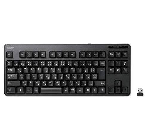 エレコム USB キーボード ワイヤレス (レシーバー付属) メンブレン コンパクトキーボード ブラック TK-FDM105TXBK