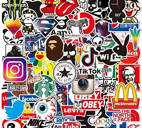 100枚ステッカーセット おしゃれ 人気 ブランド Logo ステッカー スマホ ステッカー 防水 ステッカー ブランド スーツケースステッカー お気に入りのスーツケース ギター 車 バイク 自転車 水筒 ヘルメット パソコン 携帯 ノート 可愛い 漫画 シール(LOGO 1)