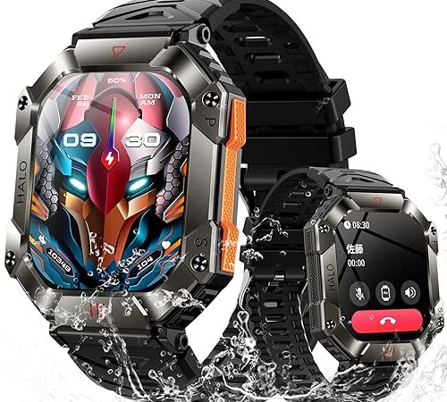 スマートウォッチ スポーツウォッチ【2023新登場 軍用規格 2インチ大画面】スマート ウォッチ smart watch iphone対応＆アンドロイド対応 Bluetooth5.2通話機能付き IP68防水 防塵 耐衝撃 Smartwatch 650mAh長持ちバッテリー 落下防止 アウトドアスポーツウォッチ 100+種類運動モード 活動量計 腕時計 歩数計 天気予報 音楽制御 目覚まし時計 カメラ制御 文字盤自由設定 着信＆メッセージ通知 音声アシスタント アラーム タイマー スマホ探す 懐中電灯 Android/iPhone対応 高度気圧計 日本語説明書付き ギフト プレゼント