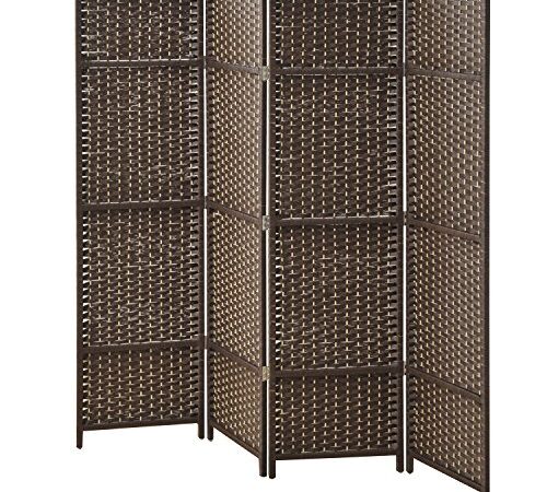 [山善] パーテーション 衝立 4連 幅161×奥行2×高さ148cm 軽量 コンパクト収納 完成品 ダークブラウン DSSCR-4(DBR) テレワーク 飲食店
