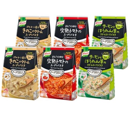 【Amazon.co.jp限定】味の素 クノール スープDELI 3種 バラエティ 18食セット (トマト きのこ ほうれん草 クリーム スープパスタ スープデリ 即席スープ 大容量)