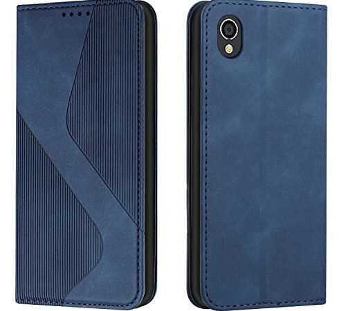 AQUOS Sense2 ケース 手帳型 SH-M08 SH-01L SHV43 財布型 カバー アクオス Android One S5 手帳型ケース LODROC スマホケース シャープ センス2 ケース スタンド機能 カードポケット収納 耐衝撃 シャープ センス2 ケース 手帳型 - 青