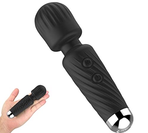Fusiki【人気ミニ型】ミニ電マ 16種振動 強力 コードレス 生活防水 静音設計 電動ハンデ コンパクト USB充電式 シリコン製 （ブラック）