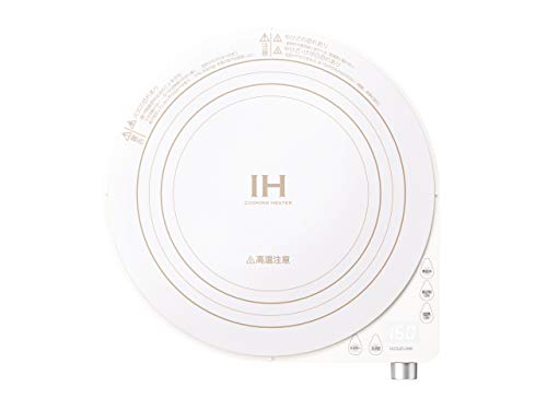 コイズミ IHクッキングヒーター 卓上 1400W 加熱調節6段階 揚げ物調節7段階 ガラス天面 円型 ホワイト KIH-1404/W