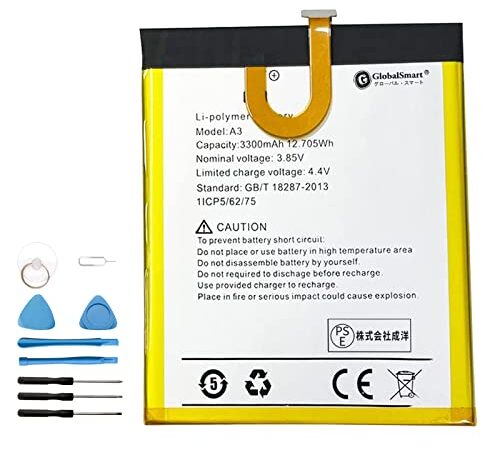 Umi Umidigi A3 電池 対応用 3.85V 3300mAh 互換バッテリー PSE認証済 バッテリー修理用 GlobalSmart 取付工具付き