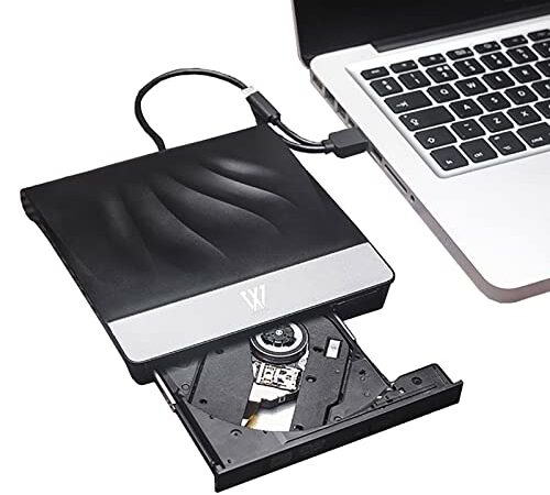 WVX USB3.0 DVDドライブ 外付け + Type C ｄｖｄドライブ2IN1 超高速 読取・書込(給電ケーブル付き) ポータブルドライブ CD/DVDプレイヤー PC/ノートパソコン 対応, ブラック 静音 焼損防止 エラー校正 スリム コンパクト CDプレーヤー 小型 Window11/10/8.1/8/7, Linux, Mac OS対応, プラグ＆プレイ