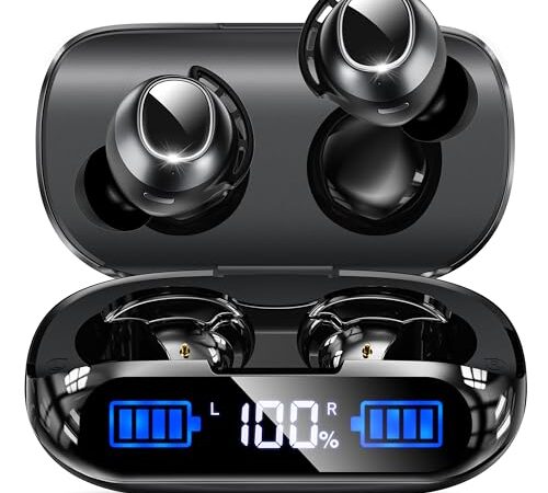 【2023新 作・業界トップクラス】Bluetooth イヤホン 自動ペアリング Bluetooth5.3+EDR搭載 途切れにくい ワイヤレス 瞬時接続 タップ制御 LEDディスプレイ電量表示 Hi-Fiステレオ AAC/SBC 最大48時間連続再生 左右独立使用可 快適な装着感 小型軽量 Type‐C急速充電 ブルートゥース IPX7防水規格 ハンズフリー通話 日本語取扱説明書 (黒い)