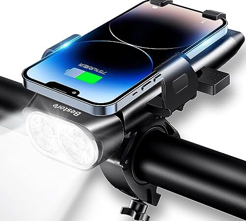  【新登場・スマホホルダー式】 自転車 ライト 自転車ヘッドライト 800ルーメン 高輝度 3600mAh大容量 USB充電式 モバイルバッテリー機能付き 3つ調光モード IPX6防水 防振 LEDヘッドライト ロードバイク ライト ハイキング サイクリング 懐中電灯兼用 停電対応 地震対策