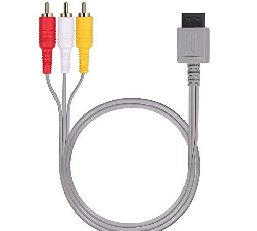 AUTOUTLET Wii/Wii U AVケーブル 1.8M AV変換ケーブル 3 RCA 金メッキ オーディオ ビデオ AV標準コード 6FT コンポジット レトロ Wii用 WiiU用 Wii専用AVケーブル