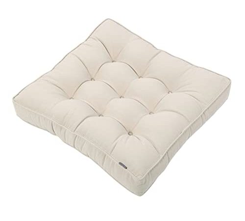 Baibu Home 座布団 クッション 綿100％ 50cm角 やさしい座り心地 厚さ7cm おしゃれ 座布団 オールシーズン フロアクッション 床用 アイボリー