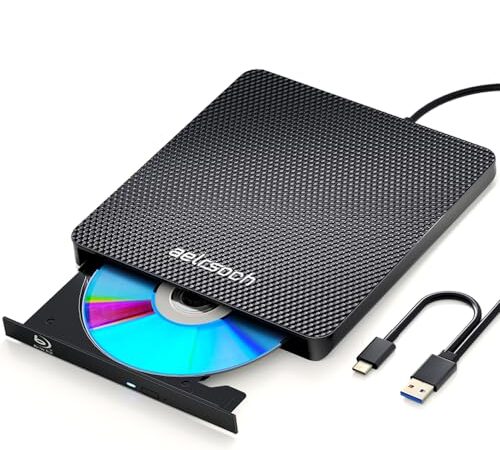 ａｅｌｒｓｏｃｈ ブルーレイドライブ 外付け blu-ray プレーヤー dvd ブルーレイ対応 USB-A+Type-c（USB-C）ポート対応 WIN7-11/MAC対応 ノートパソコン対応 黒色bdドライブ