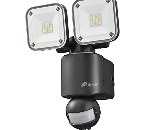 オーム電機 E-Bright LEDセンサーライト コンセント式 2灯 LS-A2305A19-K 06-4243 OHM black