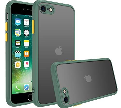iPhone SE ケース 第2 / 第3世代 iphone 8 / 7 スマホカバー 耐衝撃 指紋防止 滑り止め マット半透明 黄ばみなし レンズ保護 米軍MIL規格アイフォン SE3 SE2 7 8 用カバー 4.7インチ PinLiSheng (iPhone SE2 / SE3 /8 /7, インクグリーン)
