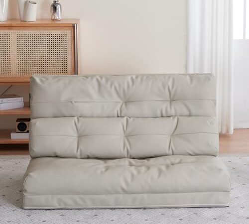 Laovyarw ソファーベッド ソファベッド ローソファー 2人掛け マルチに使える3WAY 幅108cm 6段階リクライニング クッション付き 座椅子 1人掛け 2人掛け ソファ 折りたたみ 折り畳み コンパクト 折りたたみベッド (グレー)