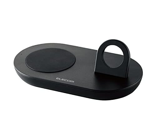 エレコム ワイヤレス充電器 置くだけ充電 Qi認証 2in1 Apple Watch 充電器はめ込み 5W [ スマホ(iPhone、Android)、イヤホン(AirPodsなど)、AppleWatch 対応］ ブラック W-QA24BK