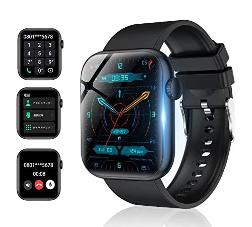 スマートウォッチ Seefox【2023業界新登場】Bluetooth5.2通話機能付き 1.85インチ大画面 活動量計 腕時計 歩数計 天気予報 音楽制御 目覚まし時計 カメラ制御 着信＆メッセージ通知 文字盤自由設定 GPS機能 100多種類な運動モード 多言語設定 IP67防水 長持ちバッテリー 5-7日間持続使用 多機能 スポーツウォッチ Smart Watch Android/iPhone対応 技適認証済み 日本語説明書付き (ブラック)