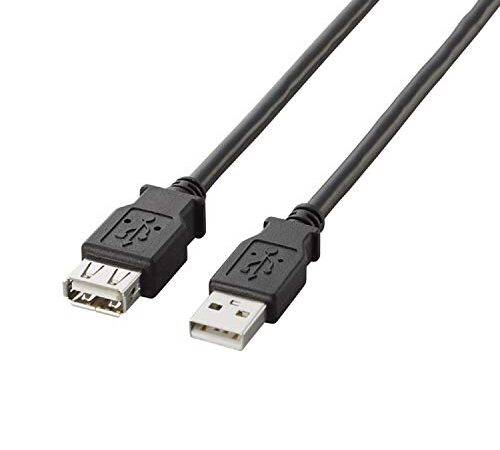 エレコム USB延長ケーブル USB2.0 A-Aメスタイプ 1m ブラック U2C-E10BK